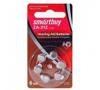                 Батарейки для слуховых аппаратов Smartbuy ZA312/6B 1.45V (Цена за 1 шт, в блистере 6 шт)#567917