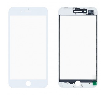 Стекло для переклейки на iPhone 8 Plus в рамке + OCA (белый)#451564