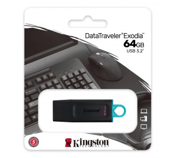 USB-флеш (USB 3.2) 64GB Kingston DataTraveler Exodia Черный#447887