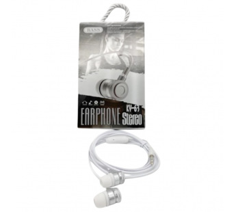Наушники KY-63 с микрофоном Белые#2117628
