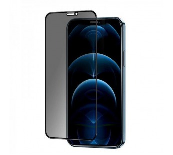 Защитное стекло iPhone 12/12 Pro (6.1) (Full Glue Приватное) тех упаковка Черное#445321