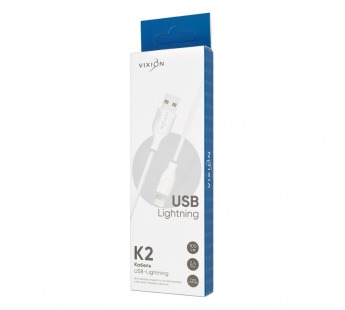 Кабель USB VIXION (K2i) для iPhone Lightning 8 pin (2м) (белый)#1694078