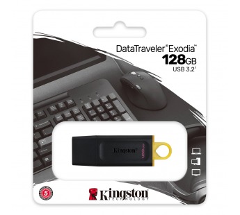 USB-флеш (USB 3.2) 128GB Kingston DataTraveler Exodia Черный#447900