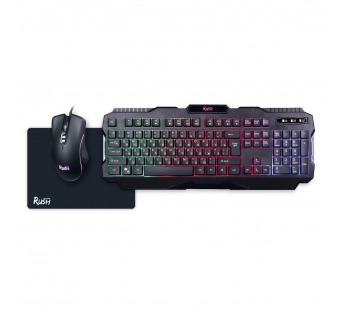 Набор Smartbuy RUSH Shotgun игровой клавиатура+мышь+коврик черный, USB, Клаиатура с RGB подсветкай,#447029