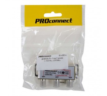 Делитель на 2ТВ 1вход F-гн. - 2 выхода F-гн. 5-1000МГц "Proconnect"#2073480