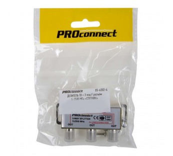 Делитель на 3ТВ-SAT 1гн.F вход - 3гн.F выход 5-2500МГц "Proconnect"#2073476