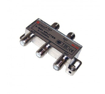 Делитель на 4ТВ 1вход F-гн. - 4 выхода F-гн. 5-1000МГц + 5шт.F Gold  в коробочке "Rexant"#2073474