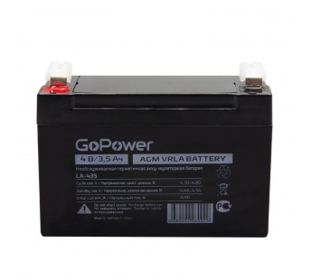 Аккумулятор свинцово-кислотный 4V,  3,5 Ah "GoPower"#1829863