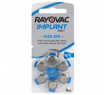 Элемент питания для слухового аппарата "Rayovac" Implant Pro+ ZA 675#1621391