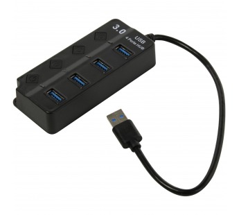 USB 3.0 хаб с выключателями, 4 порта, СуперЭконом, черный, SBHA-7324-B