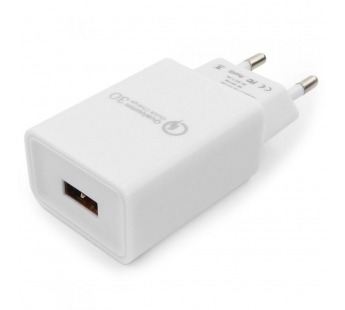 Адаптер постоянного тока 220В с выходом 1гн.USB 5V, 9V, 12V QC3.0 (белый) "Cablexpert"#2064845