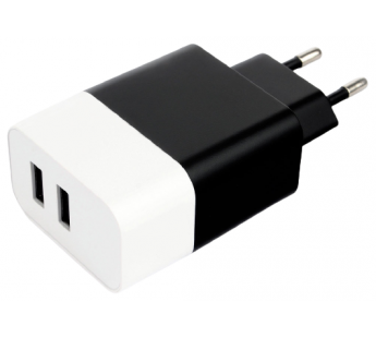 Адаптер постоянного тока 220В с выходом 2гн.USB 3.1A (бело-чёрный) MP3A-PC-27W "Cablexpert"#1632541