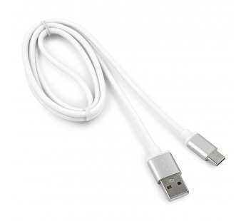 USB кабель шт.USB (A) - шт.Type-C "Cablexpert", серия Silver, белый, блистер, 1м#1691394