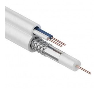 Кабель для видеонаблюдения D=5мм +2*0,5 100м белый (ККСВ) "Rexant"#2075769