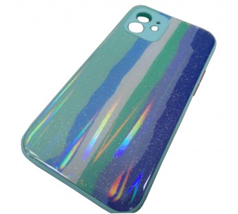                                 Чехол силикон-пластик iPhone 12/12 Pro (6,1") блестящий радуга голубой*