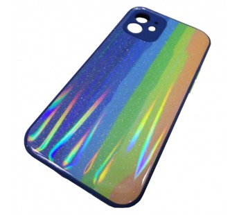                                 Чехол силикон-пластик iPhone 12/12 Pro (6,1") блестящий радуга синий*#1790922