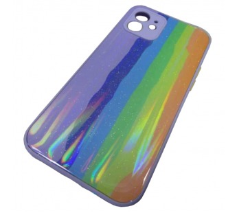                                 Чехол силикон-пластик iPhone 12/12 Pro (6,1") блестящий радуга сиреневый*#1790926