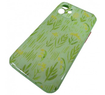                                 Чехол силикон-пластик iPhone 12/12 Pro (6,1") блестящий с рисунком зеленый (01)*