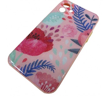                                 Чехол силикон-пластик iPhone 12/12 Pro (6,1") блестящий с рисунком розовый (01)*#1716154