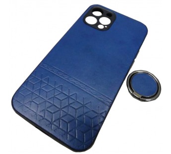                                 Чехол силиконовый iPhone 12/12 Pro (6,1") комбинированный  с кольцом синий*#1762945