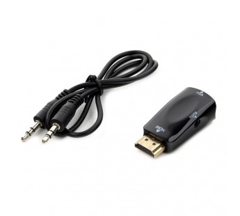 Переходник шт. HDMI - гн. VGA + гн.3,5мм, шнур шт.3,5мм-шт.3,5мм в комплекте "Cablexpert"#2079342