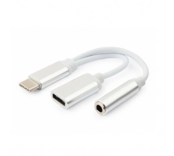 Переходник шт.USB Type-C - гн.3,5мм + гн.Type-C для зарядки устройства "Cablexpert"#1417528