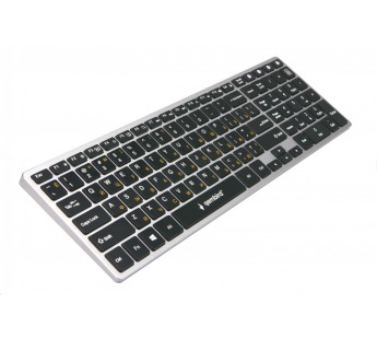 Клавиатура беспроводная Bluetooth,106кл., ножничный механизм, бесшумная, серебристо-чёрная "Gembird"#1786745