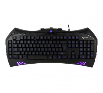 Клавиатура игровая "Gembird" KB-G100L,USB, 104кл.+ 9 клавиш, подсветка синяя, кабель 1,5м (чёрный)#459457