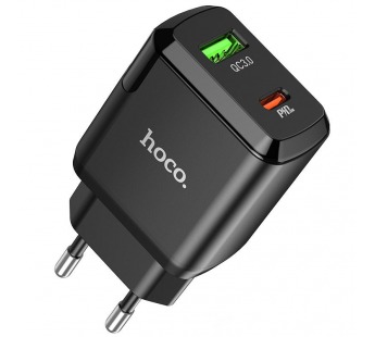 Сетевое зарядное устройство USB/Type-C Hoco N5 (3А, QC3.0, PD) Черный#1554309