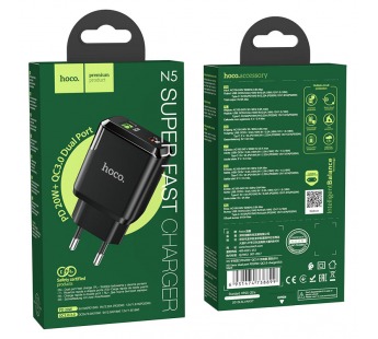 Сетевое зарядное устройство USB/Type-C Hoco N5 (3А, QC3.0, PD) Черный#1554313