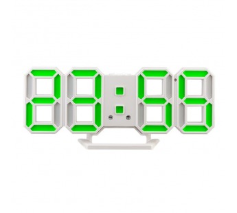 Часы-будильник Perfeo LED "LUMINOUS 2", белый корпус / зелёная подсветка (PF-6111) дата, температура#1652629