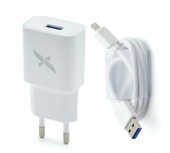 СЗУ с выходом USB AXTEL (2A + кабель lightning) белое#1616340