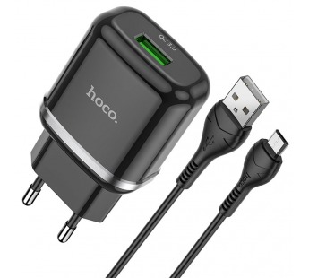 СЗУ с выходом USB Hoco N3 (QC3.0/18W) кабель Micro черное#1616255