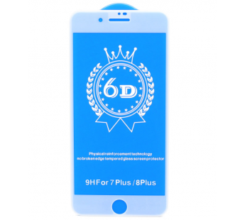 Защитное стекло 6D (T.M) для Apple iPhone 7/8 Plus белое тех. пак#457001