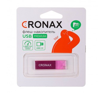 USB накопитель CRONAX металлический  4 ГБ с креплением (цвет малиновый, в блистере)#458414