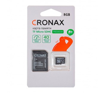 Карта памяти CRONAX Micro SDHC  8 Gb Class 10 с адаптером SD (в блистере)#458447