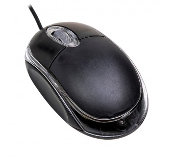 Мышь компьютерная проводная с прозрачной вставкой M10 (цвет черный, в коробочке)#459208