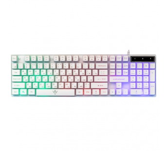 Клавиатура Nakatomi KG-23U WHITE Gaming - игровая с RGB-подсветкой, USB, белая#461517
