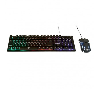Проводной игровой набор Nakatomi KMG-2305U BLACK Gaming - клавиатура + опт. мышь с RGB подсветкой#1786704