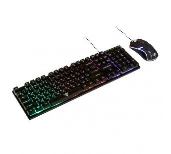 Проводной игровой набор Nakatomi KMG-2305U BLACK Gaming - клавиатура + опт. мышь с RGB подсветкой#1786702