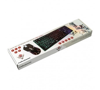 Проводной игровой набор Nakatomi KMG-2305U WHITE Gaming - клавиатура + опт. мышь с RGB подсветкой#1786683