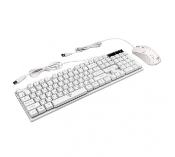 Проводной игровой набор Nakatomi KMG-2305U WHITE Gaming - клавиатура + опт. мышь с RGB подсветкой#1786690