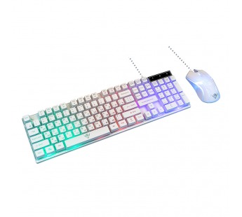 Проводной игровой набор Nakatomi KMG-2305U WHITE Gaming - клавиатура + опт. мышь с RGB подсветкой#1786682