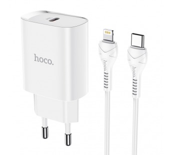 Сетевое зарядное устройство Type-C Hoco N14 (20W, PD, кабель Type-C-Lightning) Белый#999617