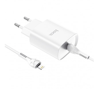 Сетевое зарядное устройство Type-C Hoco N14 (20W, PD, кабель Type-C-Lightning) Белый#999614