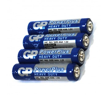 Батарейка GP мизинчиковая (ААА) солевая R03 - 4 Power Plus`/4 шт., цена за упаковку (в тех. упаковке)#1635680