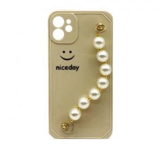 Чехол iPhone 12 Силикон Niceday жемчуг бежевый#1761360