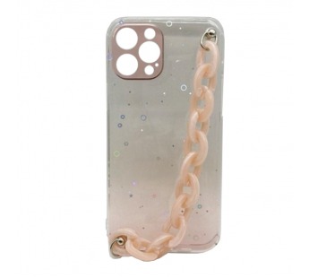 Чехол iPhone 12Pro Max Прозрачный Lux Бусы Розовый#1757947