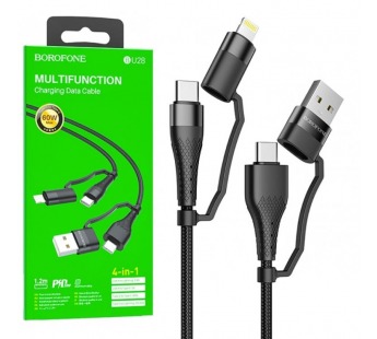 Кабель USB BOROFONE BU28 4 в 1 для iPhone/Type C (черный) 1.2m#2028534