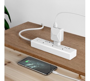 Адаптер Сетевой Borofone BA45A Max  + кабель Apple Lightning (white)(124257)#1554374